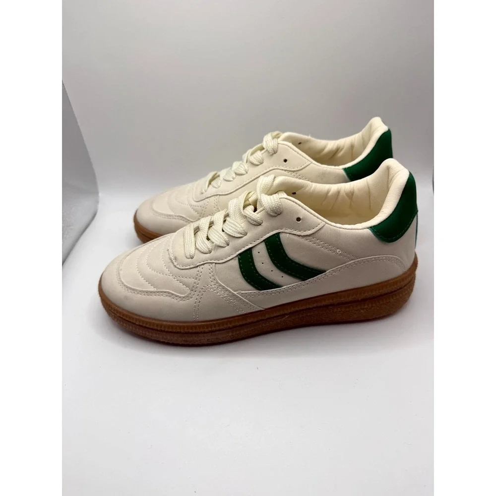 Nicole Miller Nikie‎ Mens 7 Sneaker Cloud White Green Gum Leather Casual Shoes